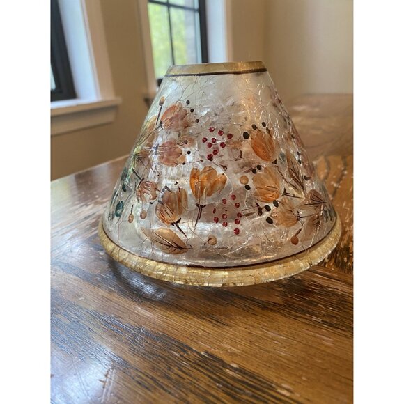 Yankee Candle Crackled Glass Floral Candle Shade Topper 4.5" - Picture 7 of 7